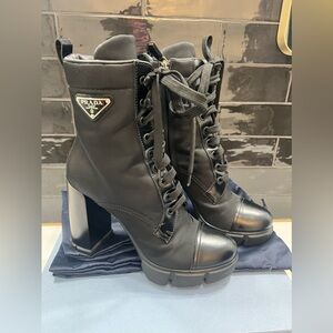 Prada Re-Nylon & Black Leather Booties 110mm